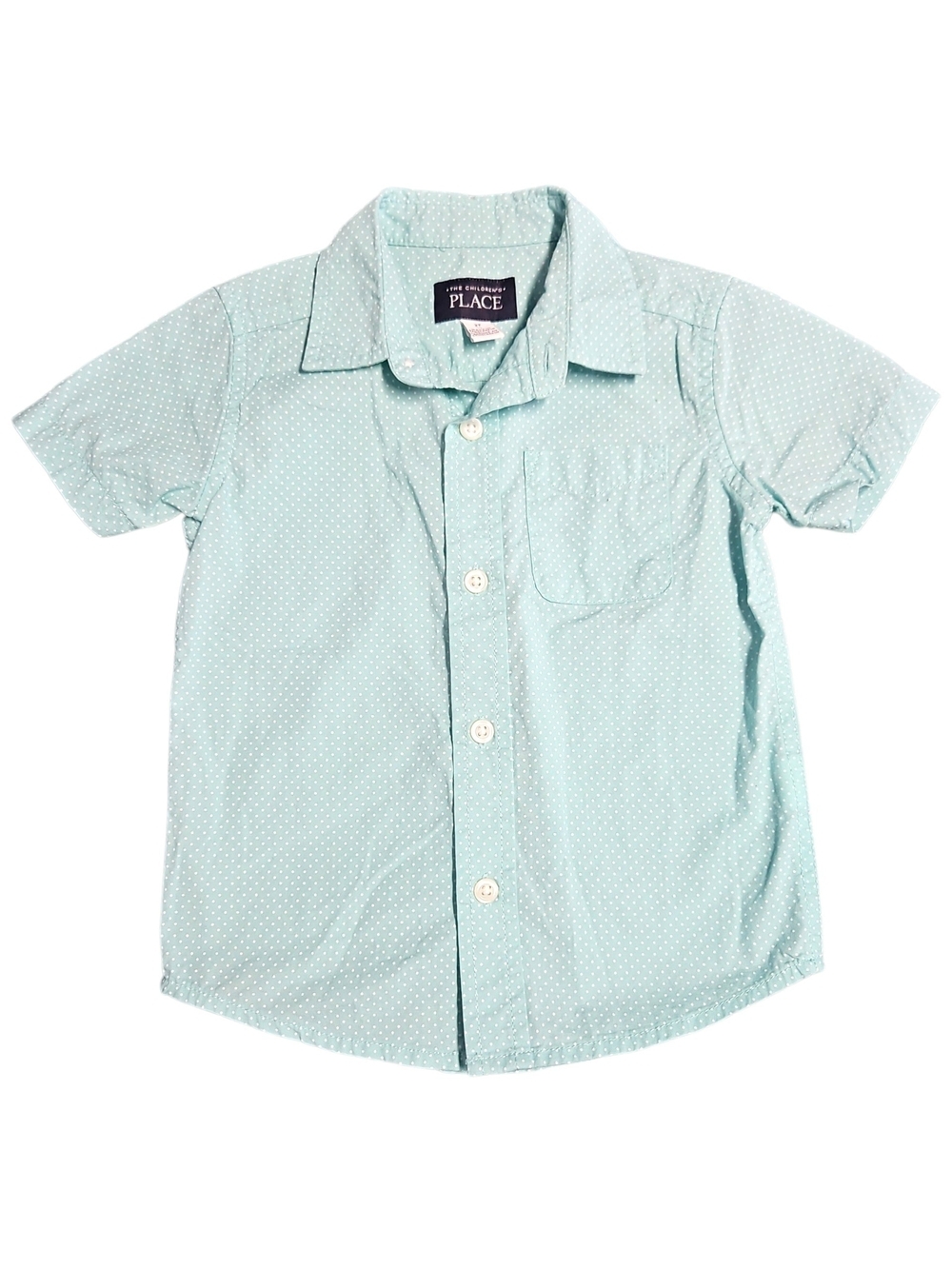 The Children's Place Light Mint Short Sleeve Button-Down Shirt Size 2T